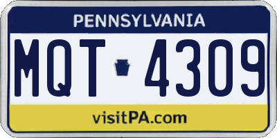 PA license plate MQT4309