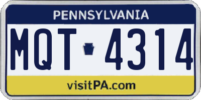 PA license plate MQT4314