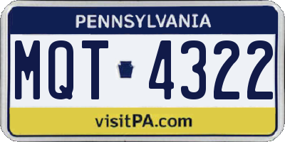 PA license plate MQT4322