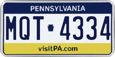 PA license plate MQT4334