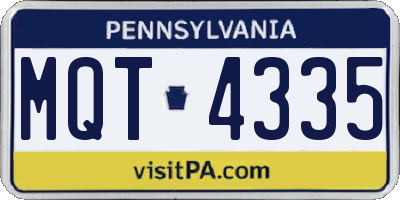 PA license plate MQT4335