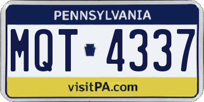 PA license plate MQT4337