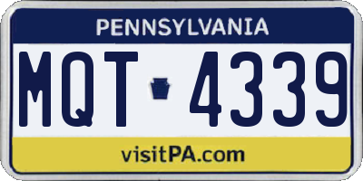 PA license plate MQT4339