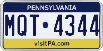 PA license plate MQT4344