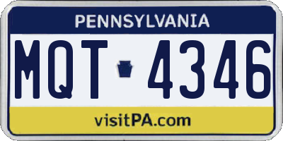 PA license plate MQT4346