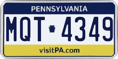 PA license plate MQT4349