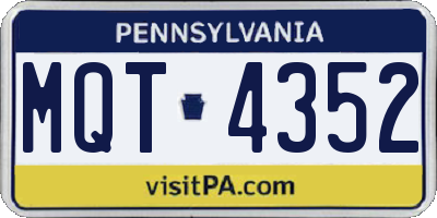 PA license plate MQT4352