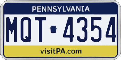 PA license plate MQT4354