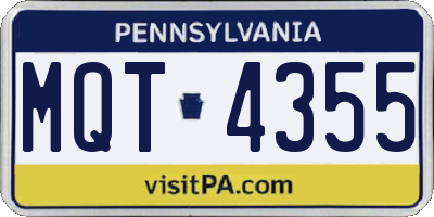 PA license plate MQT4355