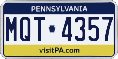 PA license plate MQT4357