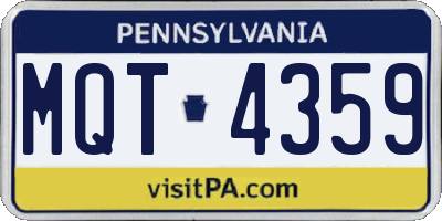 PA license plate MQT4359