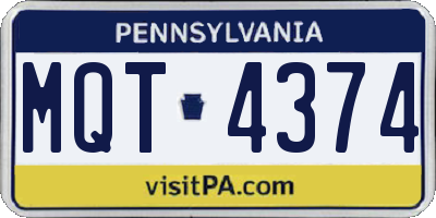 PA license plate MQT4374