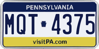 PA license plate MQT4375