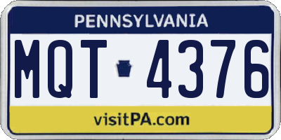 PA license plate MQT4376