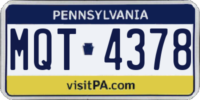 PA license plate MQT4378