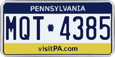 PA license plate MQT4385