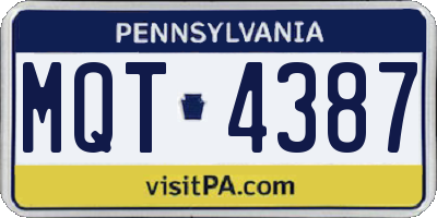 PA license plate MQT4387