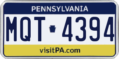 PA license plate MQT4394