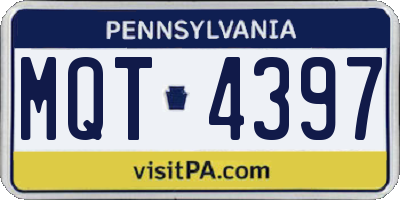 PA license plate MQT4397