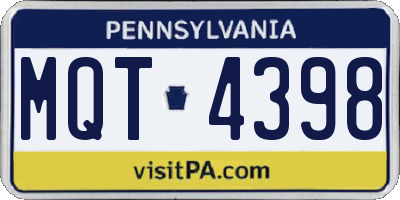 PA license plate MQT4398
