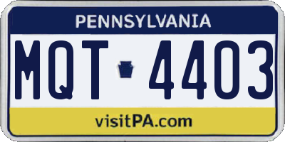 PA license plate MQT4403