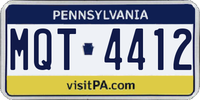 PA license plate MQT4412