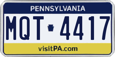 PA license plate MQT4417