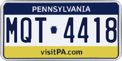 PA license plate MQT4418