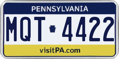 PA license plate MQT4422