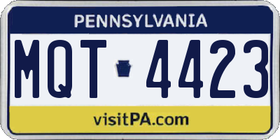 PA license plate MQT4423