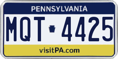 PA license plate MQT4425