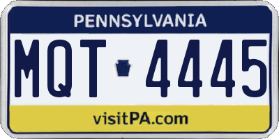 PA license plate MQT4445