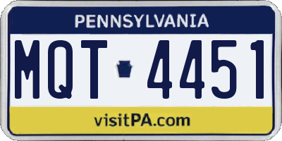 PA license plate MQT4451