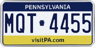 PA license plate MQT4455