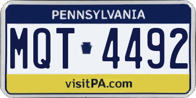 PA license plate MQT4492