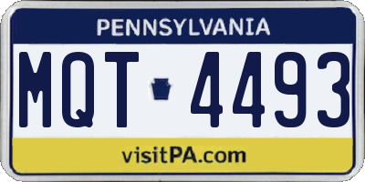 PA license plate MQT4493