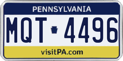 PA license plate MQT4496