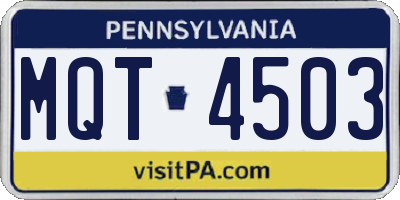 PA license plate MQT4503