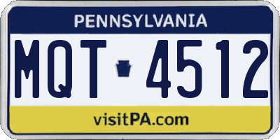 PA license plate MQT4512