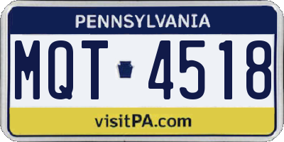 PA license plate MQT4518