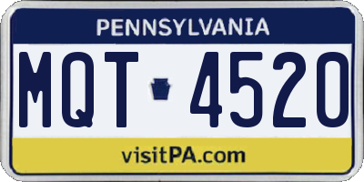PA license plate MQT4520