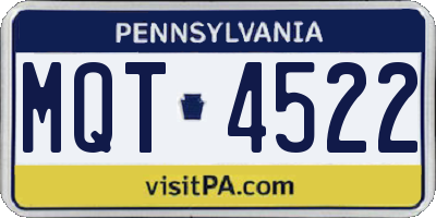 PA license plate MQT4522