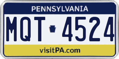 PA license plate MQT4524