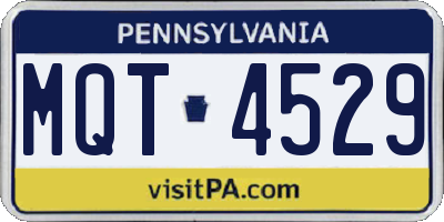 PA license plate MQT4529