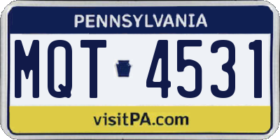 PA license plate MQT4531