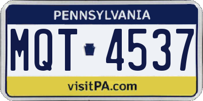 PA license plate MQT4537