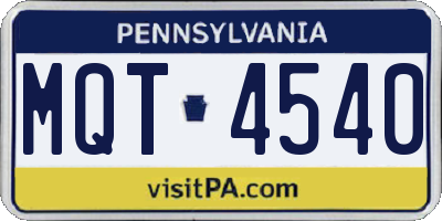 PA license plate MQT4540