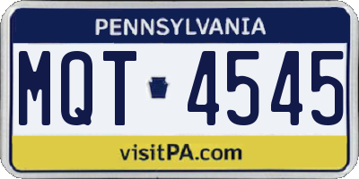 PA license plate MQT4545
