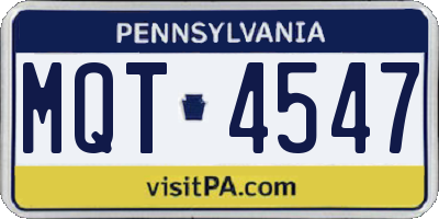 PA license plate MQT4547