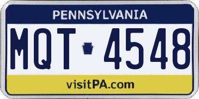 PA license plate MQT4548